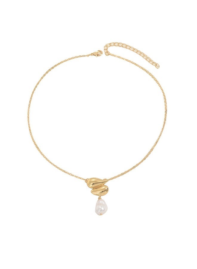 قلادة لؤلؤ باروك متدلية للنساء مع لؤلؤة غير منتظمة، قلادة ذهبية وسلسلة مطلية بالذهب، مجوهرات أنيقة، هدية مثالية لها - Image 2